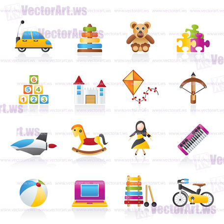 different kind of toys icons - vector icon set