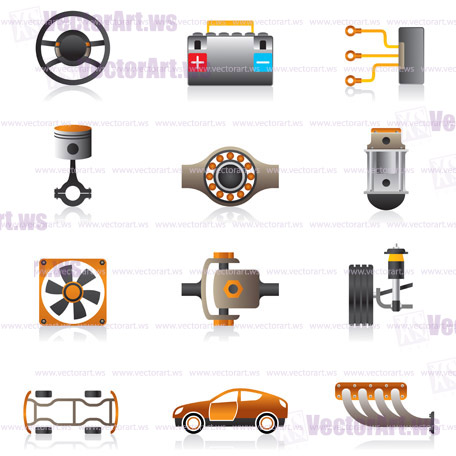Parts of the car engine - vector illustration