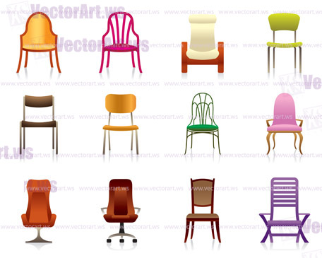 Interior, luxury, office, and plastic chairs - vector illustration