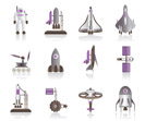 Spacecraft, space shuttles and astronaut - vector illustration