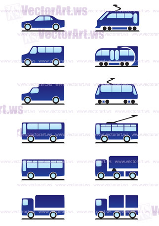 Road and railways transportations icons set - vector illustration