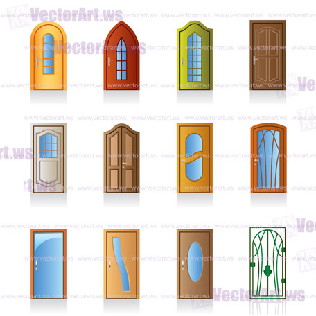 Luxury, office, classical and interior doors - vector illustration