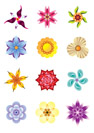 Colourful flower icons set - vector illustration