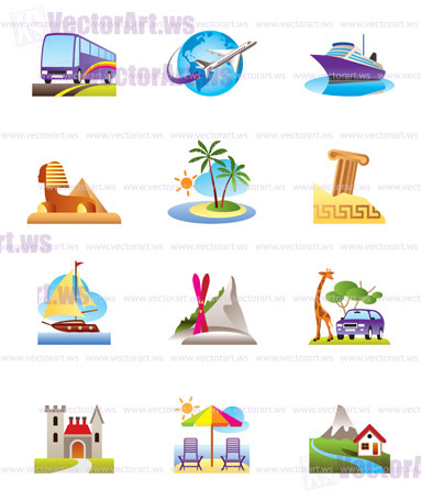 Travel, holidays and vacation icons set - vector illustration