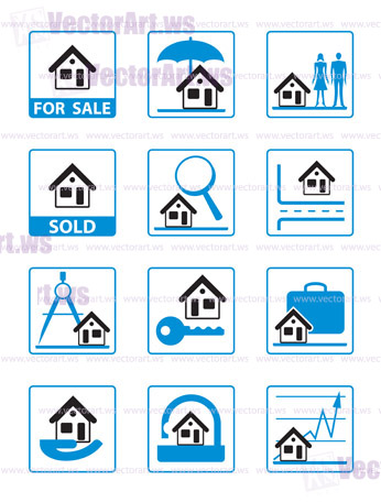 Real estate icons set - vector illustration