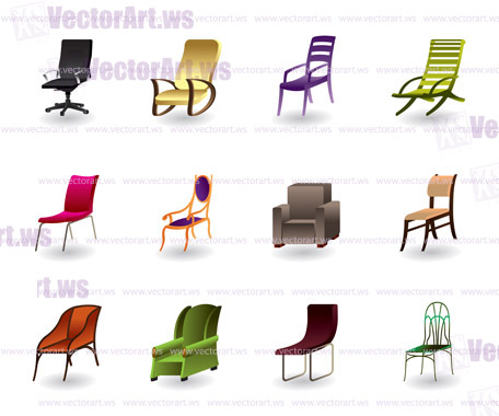 Luxury, interior, office and plastic chairs - vector illustration