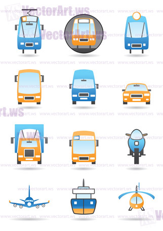 Different transportations icons set - vector illustration