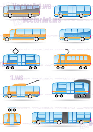 Public transport icons set - vector illustration