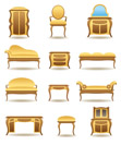 Classical home furniture icons set - vector illustration