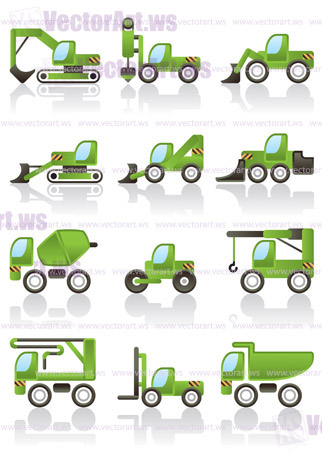 Building vehicles icons set - vector illustration