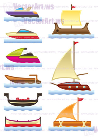 Sea and river boats - vector illustration