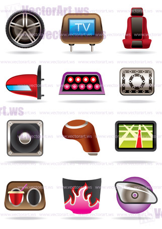 Cars tuning accessories - vector illustration
