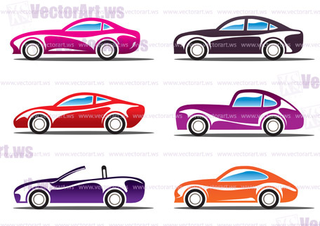 Luxury sport cars silhouettes - vector illustration