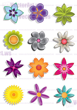 Abstract flower icons - vector illustration