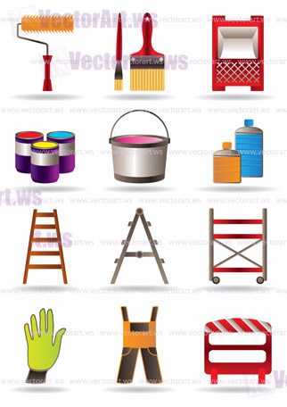 Painting and construction tools - vector illustration
