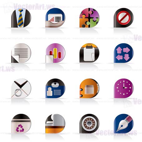 Realistic Business and Office Icons - vector icon set