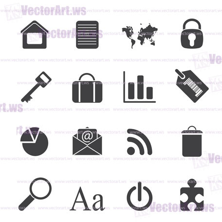 Silhouette Simple Business and Internet Icons - Vector Icon Set