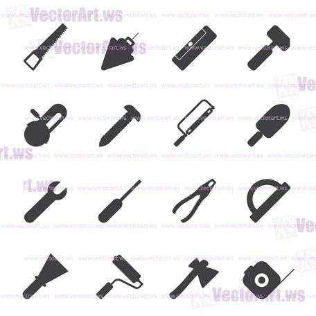 Silhouette Construction and Building Tools icons - Vector Icon Set