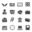 Silhouette Simple Business and office icons - Vector Icon Set