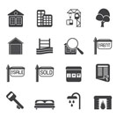 Silhouette Simple Real Estate Icons - Vector Icon Set