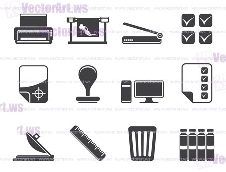 Silhouette Print industry Icons - Vector icon set