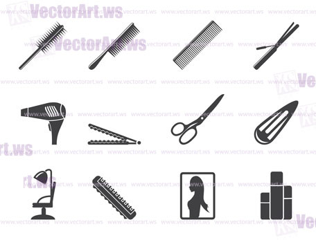Silhouette hairdressing, coiffure and make-up icons - vector Icon Set