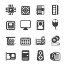 Silhouette Computer  Performance and Equipment Icons - Vector Icon Set