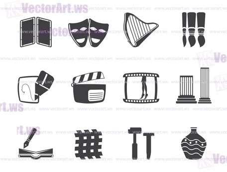 Silhouette different kind of Arts Icons - Vector Icon Set