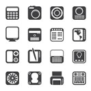Silhouette Hi-tech and technology equipment - vector icon set 4