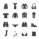 Silhouette Clothing and Dress Icons - Vector Icon Set