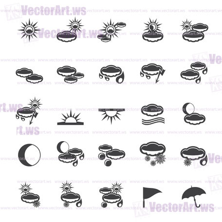 Silhouette Weather and nature icons - Vector Icon Set
