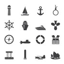Silhouette Simple Marine, Sailing and Sea Icons - Vector Icon Set