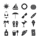 Silhouette Summer and Holiday Icons - Vector Icon Set