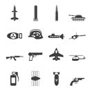 Silhouette Simple weapon, arms and war icons - Vector icon set