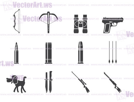 Silhouette Hunting and arms Icons - Vector Icon Set