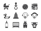 Silhouette Child, Baby and Baby Online Shop Icons - Vector Icon Set