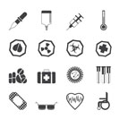 Silhouette Simple  medical themed icons and warning-signs - vector Icon Set