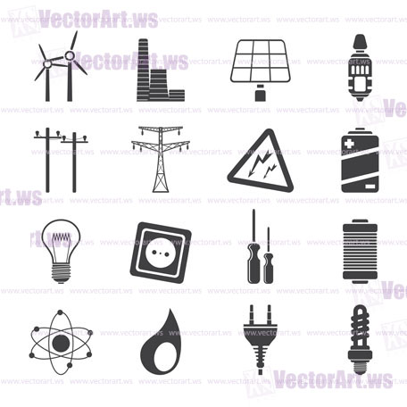 Silhouette Electricity,  power and energy icons - vector icon set