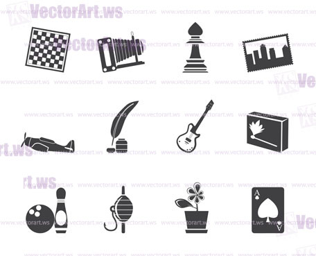 Silhouette Hobby, Leisure and Holiday Icons - Vector Icon Set