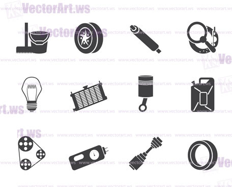 Silhouette Car Parts and Services icons - Vector Icon Set 2