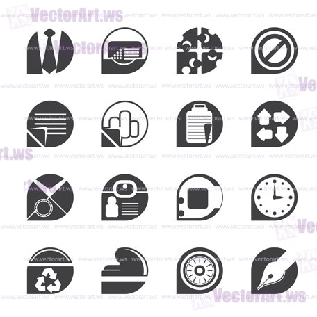 Silhouette Simple Business and Office Icons - vector icon set