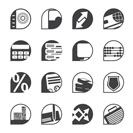 Silhouette bank, business, finance and office icons - vector icon set