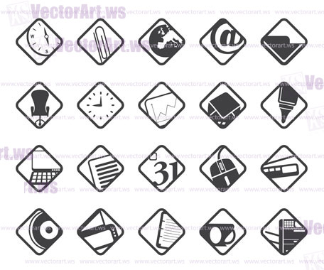 Silhouette Business and Office tools icons vector icon set 2