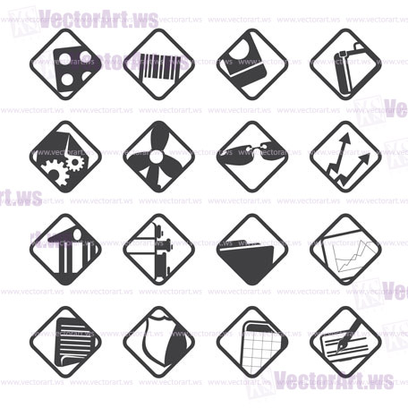 Silhouette Business and Office Icons - Vector Icon Set