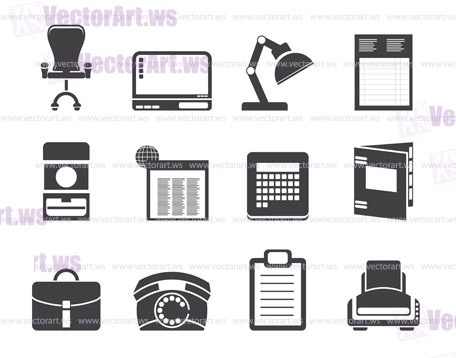 Silhouette Simple Business, office and firm icons - vector icon set