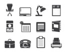 Silhouette Simple Business, office and firm icons - vector icon set