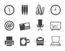 Silhouette Business and Office tools icons  vector icon set
