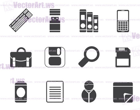 Silhouette Business and Office tools icons - vector icon set 3