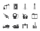 Silhouette Oil and petrol industry icons - vector icon set