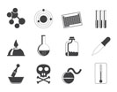 Silhouette Chemistry industry icons - vector icon set